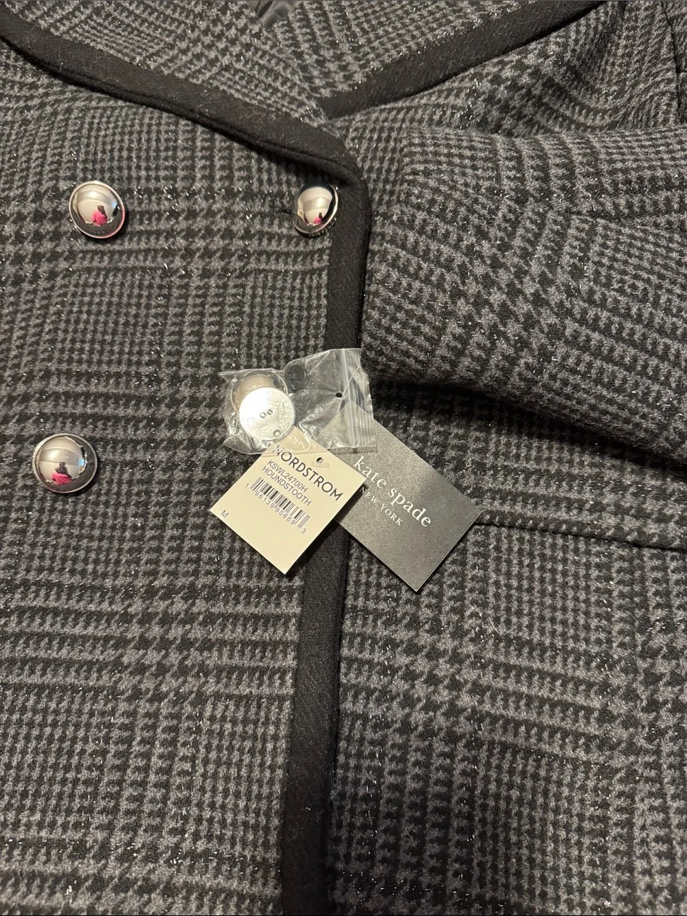 kate spade Gray & Black Plaid Double-Breasted Peacoat